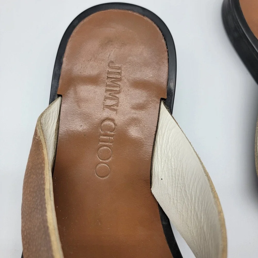JIMMY CHOO Men's Leather Sandals Made In Italy Slide Shoes EU 42